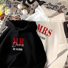 Custom Hoodies For Men Women,Personalized Valentine's Day Gifts For Him Her, Mr & Mrs Couples Hoodie With Text,Fall Outfits Women,Hoodie For Women,Y2k - White - View 4