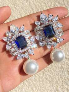 1 Pair Elegant Cubic Zirconia Earrings For Women, Wedding, Engagement, Party Jewelry, Valentine's Day Gift - 1# - View 3