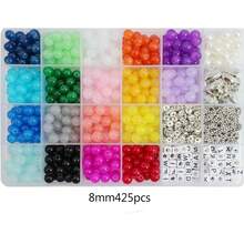 1套 6mm/8mm圓形玻璃珠，多色水晶珠，適用於DIY手鍊、耳環、項鍊手工藝，含隔珠，珠寶製作，純色（隨機顏色） - 彩色 - 查看 2