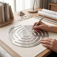 Acrylic Spiral Curve Ruler, Multi-Function Arc Drawing Template, Concentric Circle Ruler Angle Finder, Geometric Drawing Tool For Woodworking, Leather Processing, Model Making, Tattooing, Jewelry Design, Back To School - A - View 1