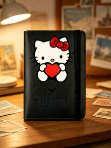 1 pieza Nuevo porta pasaporte de viaje de la serie Sanrio Hello Kitty con estampado, funda de pasaporte con múltiples ranuras y soporte para tarjeta de embarque, accesorio de viaje con diseño de dibujos animados lindo de Pochacco, accesorio de viaje en avión ligero, impermeable y portátil, esencial para vacaciones y viajes de verano - Multicolor - Ver 10