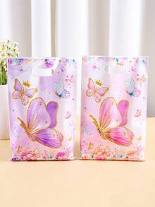 10/20/50pcs Butterfly Gift Bags, Pink Purple Butterfly Print Party Favor Bags, Plastic Party Supplies, Suitable For Baby Shower Decoration, Girls Birthday Party - Multicolor - View 6