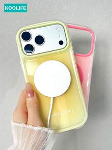 KOOLIFE Fashion Dopamine Gradient Solid Color Tie Dye, Pure Sky Blue, Supports Magnetic Wireless Charging, Korean/Japanese Style Phone Protective Case, Compatible With Iphone 18 Pro/18 Pro Max/17 Pro Max/16 Pro Max/15 Pro Max/14/13... - Deep Pink Ombre - View 4