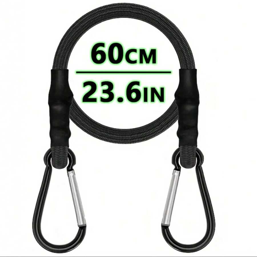 Tali Bungee Elastis dengan Pengait Logam dan Gesper Ganda, Tali Pengikat Elastis Berkekuatan Tinggi, Pengikat Koper Luar Ruangan, Tali Pengikat Skuter Listrik dan Sepeda Motor, Aksesori Tali Pengikat Portabel Multi-Skenario - A - View 1