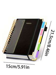 Spiral Notebook With Ruler - A5 Hardcover Double Spiral Bound Diary And Notebook, Easy To Flip, Detachable, College Ruled Thick Paper Double Line Spiral Notebook, Loose-Leaf Binder Notebook Diary Planner Sketchbook, For Creative Inspiration, Ideal Holiday Gift, Suitable For Work, School, Office And Home Use, 70 Pages Hardcover Notebook, 80GSM Thick Paper, Vintage Style, Horizontal Lines, Birthday Gift, Holiday Keepsake, Back To School Gift, Graduation Gift - Multicolor - View 9