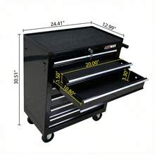 7 DRAWERS MULTIFUNCTIONAL TOOL CART WITH WHEELS-BLACK-XY739469 - Multicolor - View 7