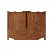 100 Cm Retro Wall Cabinet With 4 Doors, Two-Tier Storage And Open Hook Shelf, Suitable For Bathroom, Kitchen, Dining Room, Brown - 棕色 - 查看 10