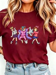 Junie B Teacher Shirt Junie B Jones Kindergarten Teacher T-Shirt Teacher Life T-Shirt Teacher Gift Women Round Neck Printed Camisa Pink - 酒紅色 - 查看 14