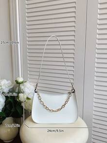 Bolso de hombro y axila con cadena y relieve de cocodrilo de moda - Blanco - Ver 6