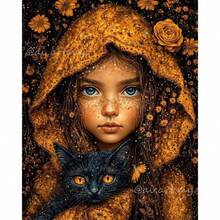 1PC DIY 5D Diamond Painting Kit Little Girl Pattern - Round Full Drill Diamond Art Mosaic Craft, Home Wall Decor, Unframed - No Frame - View 7