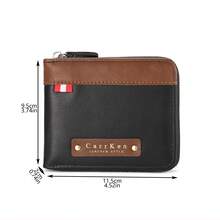 CarrKen 1pc New Men's Fashion Vintage Multi-Function Zipper Wallet, Youth Versatile Multi-Card Slot Card Holder - Multicolor - View 2