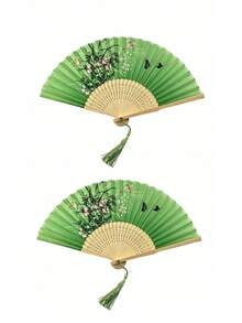 1把复古流苏折扇，中式经典折扇，汉服旗袍配饰，舞蹈表演扇，伴娘扇，家居装饰扇，便携式手持扇 - 多色 - 查看 15