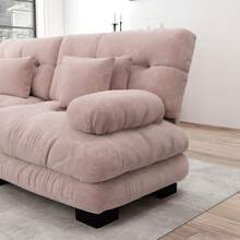 Rosa Chenille Ecksofa für Wohnzimmer, 2er Sofas mit Lendenkissen - Rosa 2-Sitzer - Übersicht 9