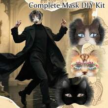 DIY Cat Face Mask Making Kit, Includes Felt, Handmade Style Animal Design Colorful Dress-Up Mask Set, Suitable For Halloween Costumes, Carnival Parties, Role Play And Holidays (DIY Handmade Kit, Halloween Costume Accessories) - A - View 7