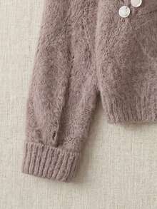 Women's Plush V-Neck Sequin Sweater Long Sleeve Comfortable Holiday Party Pullover Fall - Camel - View 8
