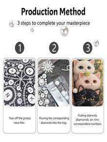 New Pearl Painting Pearl Inlaid Kitten Crafts Theme Frameless Diy Handmade Sticky Diamond Creative Canvas Art Painting, Suitable For Bedroom Decoration, Living Room Hanging Paintings, Artwork, Suitable For Holiday Gifts - A - View 6