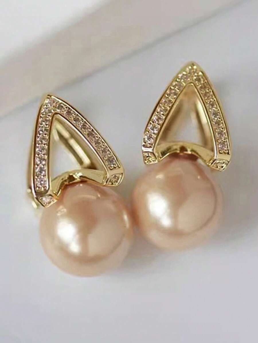 1 Pair Elegant Cubic Zirconia Stud Earrings For Women, Wedding, Engagement, Party Jewelry, Valentine's Day Gift - 1# - View 1