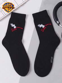 1/2 Pairs Warner Bros Cartoon Mid-Calf Socks, Unisex Super Hero Black & White  Socks - Multicolor - View 2