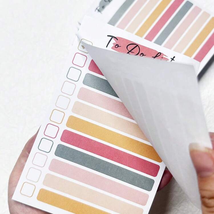 1/6pcs/50pcs To-Do List Notebook, Rainbow Color Sticky Notes, Lined Self-Adhesive Notes, Random Color Rainbow Sticky Notes, For Students To Mark Key Points, Strong Adhesive Sticky Notes, Creative Minimalist N-Shaped Stickers, For Planning, Reminders, Learning And Meeting Memoranda. - Rectangle - View 2