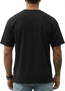 Maglietta nera con silhouette di microfono da cantante rock T411 - nero - Visualizzare 2