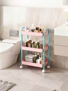 1 pieza Carro de almacenamiento rodante de metal de 3 niveles con ruedas y asa, carrito de utilidad móvil multifuncional, estantería de almacenamiento de gran capacidad para cocina, baño, sala de estar, dormitorio y oficina - Multicolor - Ver 11