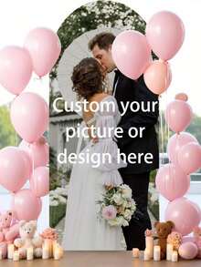 Customized Wedding Arch Fabric Decor Cover, Personalized Photo/Name/Date/Text, Polyester Double-Sided Elastic Backdrop, Party Decoration, Wedding Welcome Sign, Bridal Gift, No Power Required, Suitable For Wedding, Birthday, Party - Multicolor - View 4