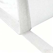 No-Drill Self-Adhesive Mosquito Door Curtain | Dual Zipper Left & Right Side For Easy Entry & Exit | White Minimalist Bedroom Partition Mesh - White Mesh With White Trim, Left-side Zipper - View 4
