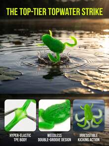 GOTURE Thunder Frog Lure Casting Mini Frog Bait Floating Frog Lure 2nd Generation TPE Soft Bait Realistic Kicking Frog Swimming Action Attracting Fish Effect Suitable For Bass Trout Black Bass Freshwater Saltwater Mixed Color - Multicolor - View 2