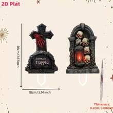 Décoration extérieure de tombe en acrylique plat 2D pour Halloween, panneau de tombe de cimetière d'Halloween avec piquet en plastique, décoration de pelouse d'Halloween, décoration de cimetière d'Halloween, décoration extérieure de jardin - A - Voir 3