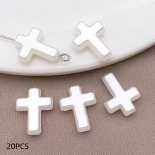 20/50pcs White Faux Pearl Double-Sided Cross Spacer Beads DIY Pendant Charm For Bracelet Necklace Jewelry Accessories - Cross ABS - View 4