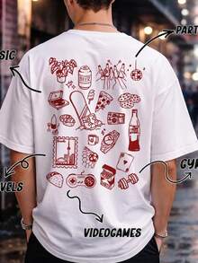 Lokales Lager, Customized T-Shirt With Your Own Design, "This Is Me Doodle", T-Shirt With Custom Icons - 白色 - 查看 1