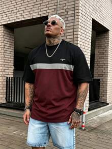 加大码男士休闲撞色圆领短袖商务T恤，夏季 - 彩色 - 查看 1
