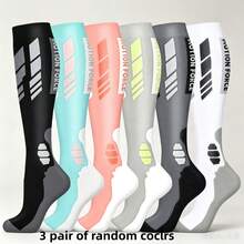 1/3/6 Pairs Unisex Compression Socks, Running Sports Style Pressure Socks, Halloween Christmas - Multicolor - View 10