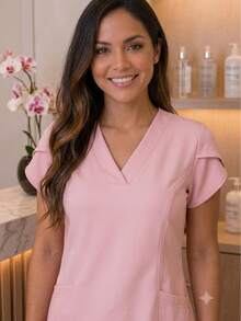 Blusa scrub manga tulipa - Rosa Bebê - Visão 4