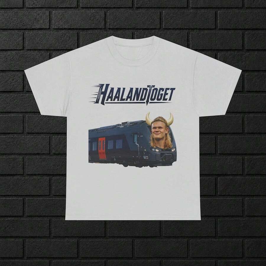 Erling.Braut.Haaland Train Theme T Shirt,Norwegian Football T Shirt,Haaland-Togete Football T Shirt,Interesting Gifts For Viking Fans(Men's)