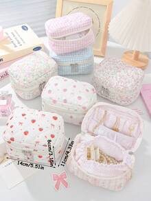 1 Buah Tas Perhiasan Perjalanan Motif Bunga Pastoral Manis, Tas Aksesori Multi Kompartemen Portabel, Penyimpanan Aksesori Makeup Harian untuk Anak Perempuan, Hadiah Ulang Tahun - MultiWarna - View 11