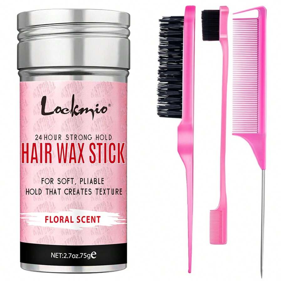 Stik Wax Rambut 75g dan Sisir Penata Rambut, Stik Gel Wax Penata Rambut, Mengontrol Rambut Kusut dan Berantakan, Tidak Berminyak, Daya Tahan Kuat, Perawatan Menutrisi, Menciptakan Garis Rambut Halus, Cocok untuk Kuncir Kuda, Sanggul, Kepang, Keriting, Menciptakan Gaya Rambut Bertekstur, Cocok untuk Semua Jenis Rambut