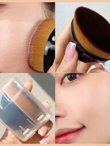 Kit 2 Pincéis Hexagonais Premium para Base BB Cream | Acabamento Uniforme e Alta Cobertura---WANG - Preto - Visão 4