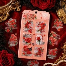 12sheets/4packs Gold Foil Rose Stickers Floral Embelishment Stickers Scrapbooking DIY Journal Card Making Junk Journal Supplies - Stickers - View 5