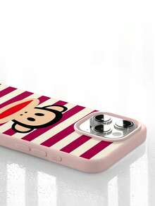 官方授權 Paul Frank 液態矽膠手機殼，全方位防摔保護鏡頭，卡通猴子條紋字母圖案，新款適用於 iPhone 11/12/13/14/15/16/17 Pro Max 系列手機保護殼，節日禮物，日常通勤，日常防摔高吸引力設計 - 彩色 - 查看 3