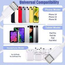 快充線,USB C 轉 Lightning 長線,Type C 介面支援快充,相容 iPhone 14 Pro/14/13 Pro/12 Pro Max/12 Mini/11 Pro/Xs/Xr/ - 白色 - 查看 9
