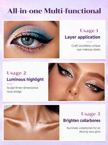 Conjunto de 10 Peças de Sombra Líquida Cintilante, Kit de Sombra de Olho com Glitter Fino Perolado e Diamante para Maquiagem de Lagarta de Seda, Maquiagem de Halloween - Especificações múltiplas - Visão 4