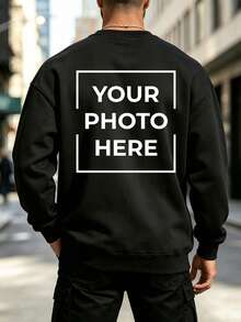 Custom Crew Neck Sweatshirt, Print Your Logo, Perfect Gift For Anyone, Essential For Autumn And Winter - Black - View 3
