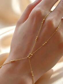 Beaded Chain Finger Bracelet, Niche Design One-Piece Hand Chain, Minimalist Exquisite Hand Jewelry, Simple Chain Bracelet - JL1622 - View 1