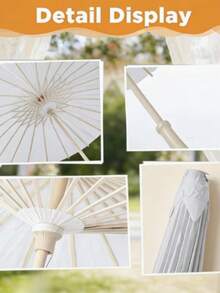 1pc Blank Oil Paper Umbrella, Wholesale DIY White Handmade Painting Umbrella - White - View 9