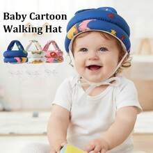Cartoon Print Baby Head Protection Hat, Baby Anti-Fall Anti-Collision Head Pillow, Infant Toddler Walking Head Protection Pad, Children Breathable Anti-Fall Helmet, Thickened High Elastic Filling Buffer Impact Force, Double Layer Breathable Mesh Lining Not Stuffy For Baby's Back Of Head, Adjustable Strap At The Back Fits Head Circumference, All-Around Head Protection For Baby Learning To Sit, Crawl, And First Steps - Multicolor - View 6
