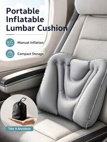 Manual Inflatable Lumbar Support Cushion, Portable Inflatable Waist Pillow, Lumbar Support Backrest, Essential Accessory For Long-Term Sitting In Trains, Airplanes, Offices, Cars, Camping And Travel - Multicolor - View 1