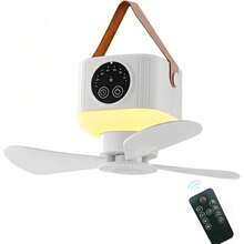 1pc Portable Mini Hanging Fan With Light, Camping Tent Fan With Remote Control, TYPE-C Rechargeable, 4-Speed Wind Adjustment And 3-Color Light Adjustable, Suitable For Outdoor Travel, School Dorm, Bedroom, Outdoor Camping, Holiday Gift - Multicolor - View 11