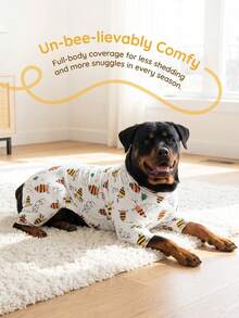 1PC Dog Shedding Hair Control Pajamas - Warm High Stretch Full Coverage Pet Rompers, Anti Licking & Bug Protective Jumpsuit For Small Medium Large Dogs, All Over Printing Dog Clothes - Cute Cartoon Dinosaur Jigsaw Puzzle Pattern - Multicolor - View 6