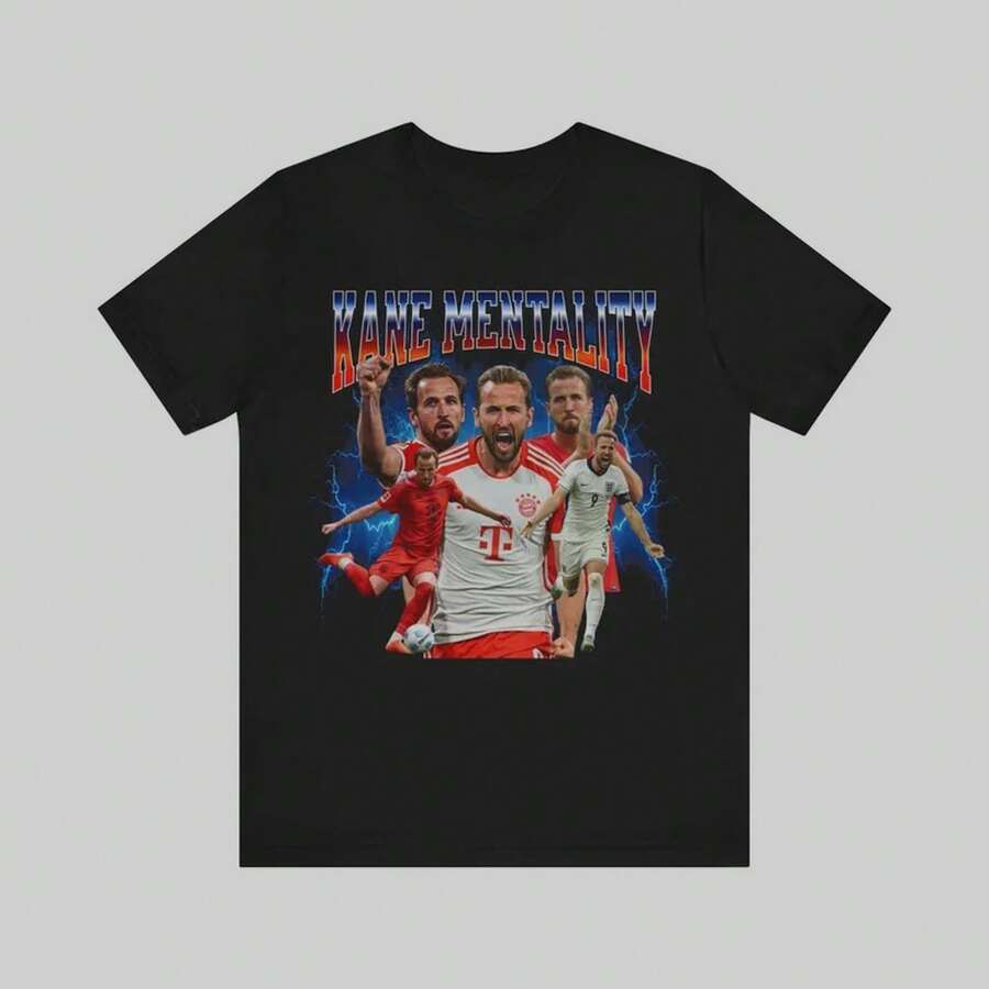 Camiseta 'Mentalidad Harry Kane', Camiseta de Fútbol de Inglaterra, Camiseta Gráfica de la Copa del Mundo, Regalo retro para fanáticos del fútbol, Camiseta de Partido de la Eurocopa, Estilo - Negro - Ver 1